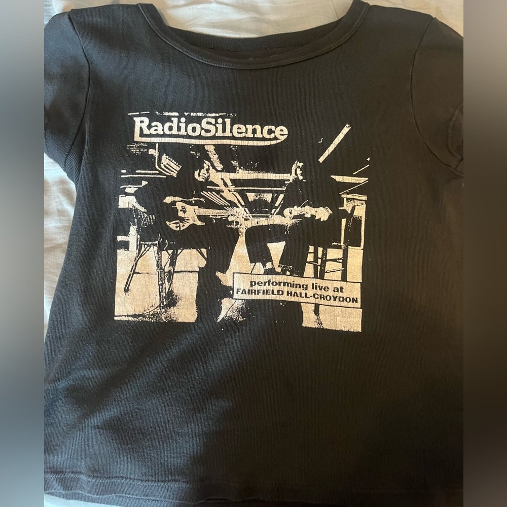 brandy melville black baby tee top, one size
